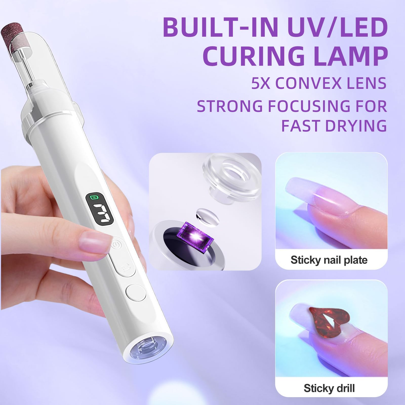 Kit acrilico per unghie in polvere acrilica: grande polvere acrilica per unghie da 30 g in 4 colori, lima elettrica e lampade UV per unghie in gel, liquido acrilico da 75 ml e dito per esercitazione
