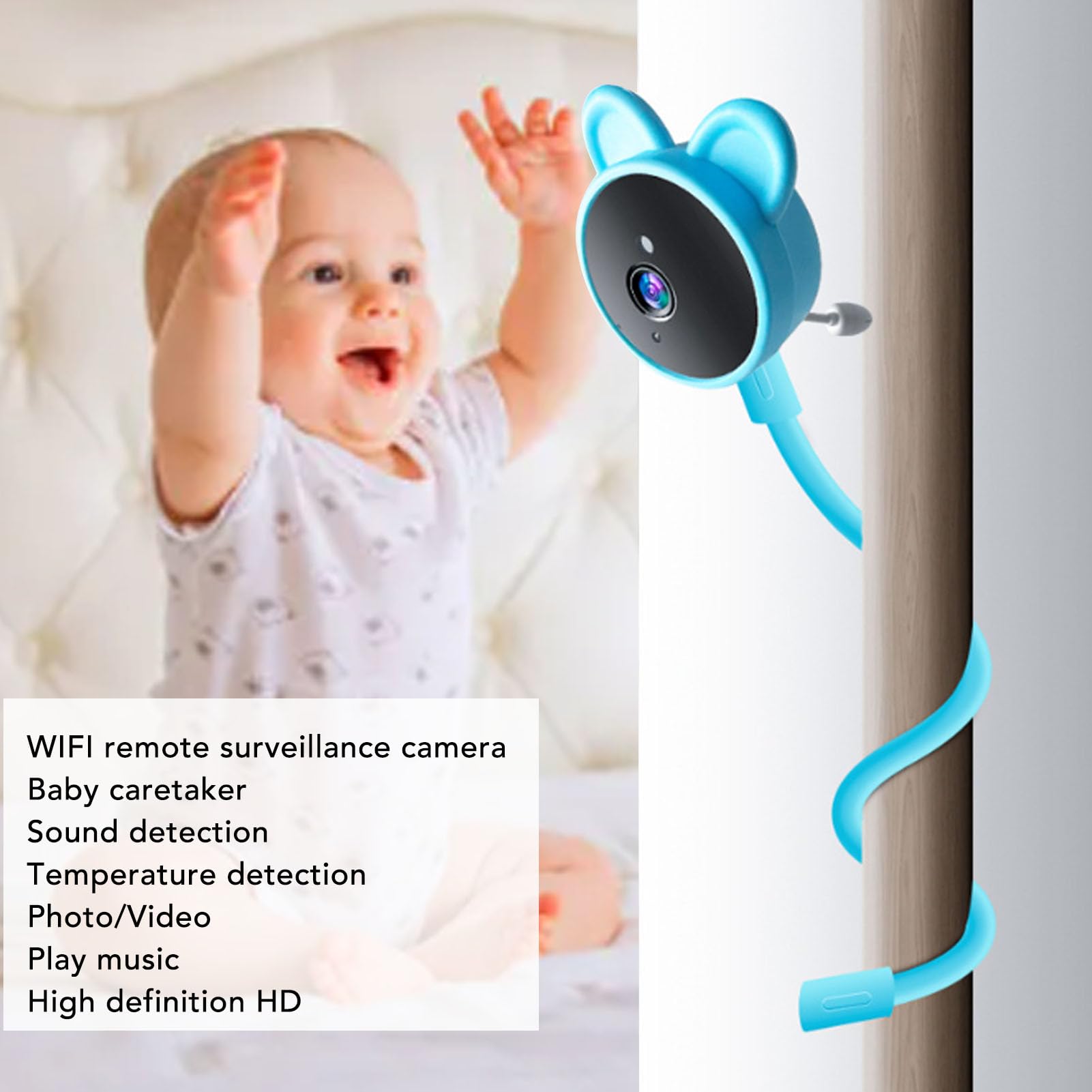 Luocute Monitor Dziecka z Aparatem i Audio, 1080p HD WIFI Camera z Głosem Interkomu na Dwustronne Rozmowy, Inteligentny Monitorowanie Dźwięku, Aplikacja Mobilna, Manualna Patelnia