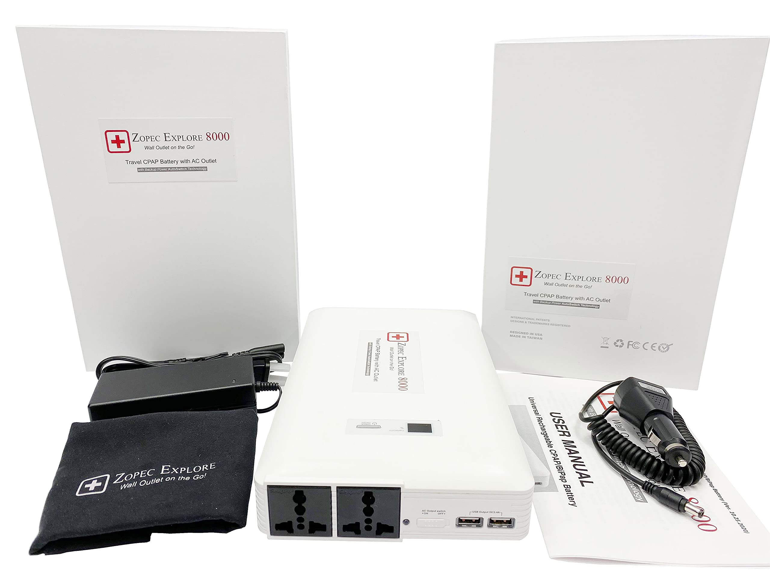 Zopec EXPLORE 8000 CPAP Battery Backup Power Supply (34 Nights). Automatic Switch in Power