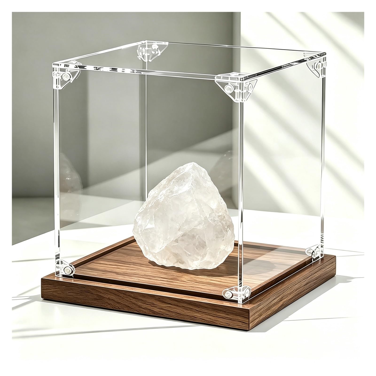 Caja Expositora de Acrílico para Minerales, Vitrina de Modelos | Vitrina de Colección para Miniaturas/Figuras, Vista de 360°, Montaje Sencillo, Personalizable(H-50cm,L-30cm x W-30cm)