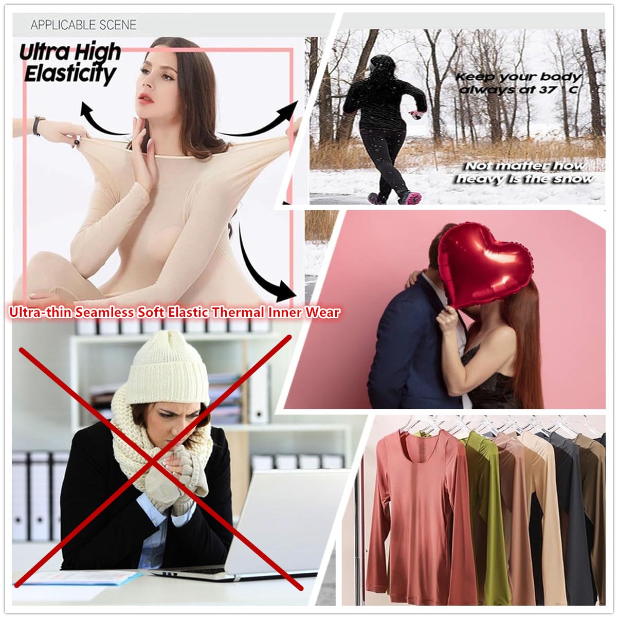 ZPLMIDE Ultra-Thin Seamless Soft Elastic Thermal Inner Wear, High Elastic Thermal Underwear Sets Long Johns Top & Bottom Set (Brown,L(40-65kg))