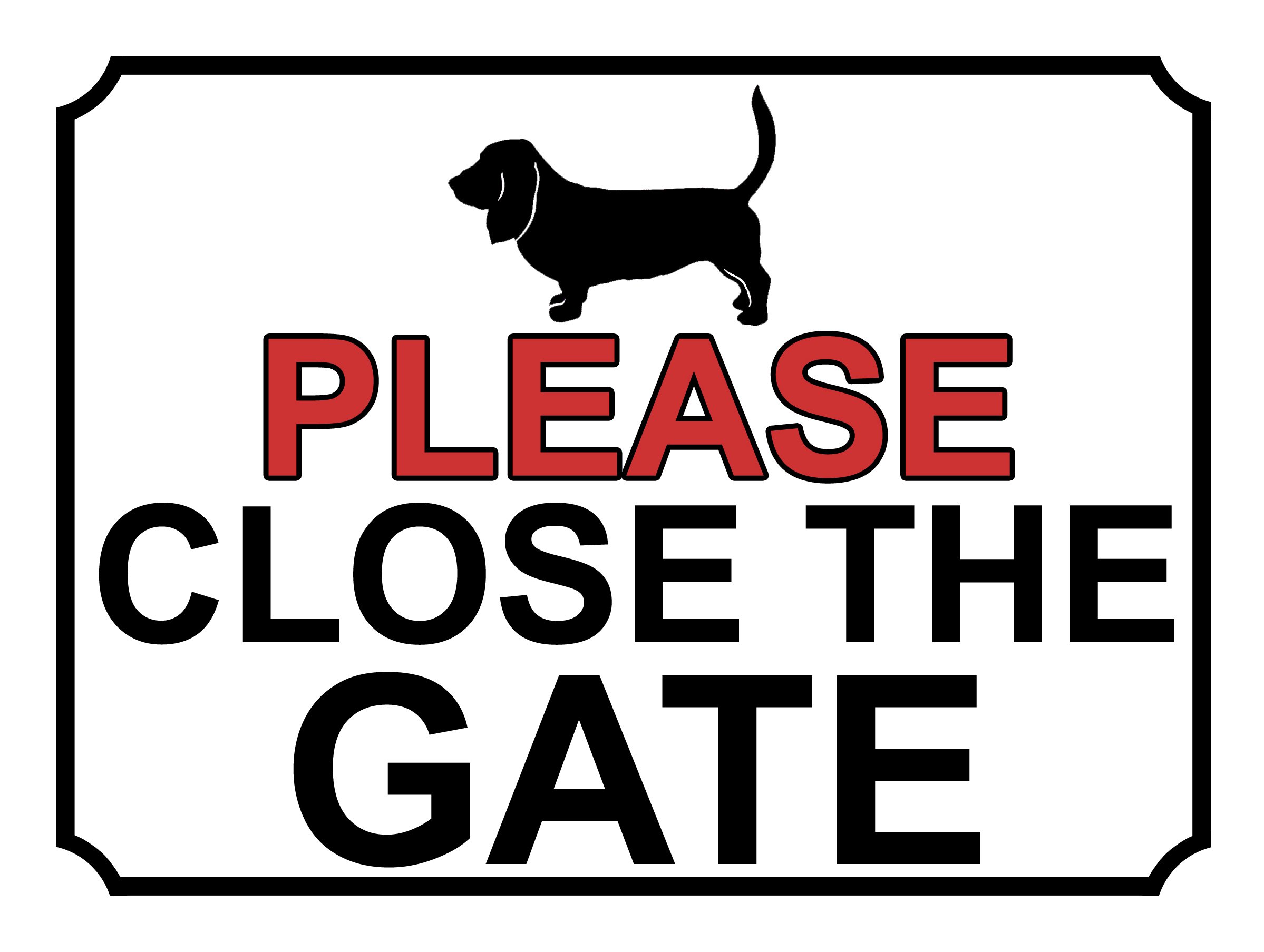 SHAWPRINT PLEASE CLOSE THE GATE DOG THEME METAL SIGN 200MM X 150MM (461H1), 8" x 6"
