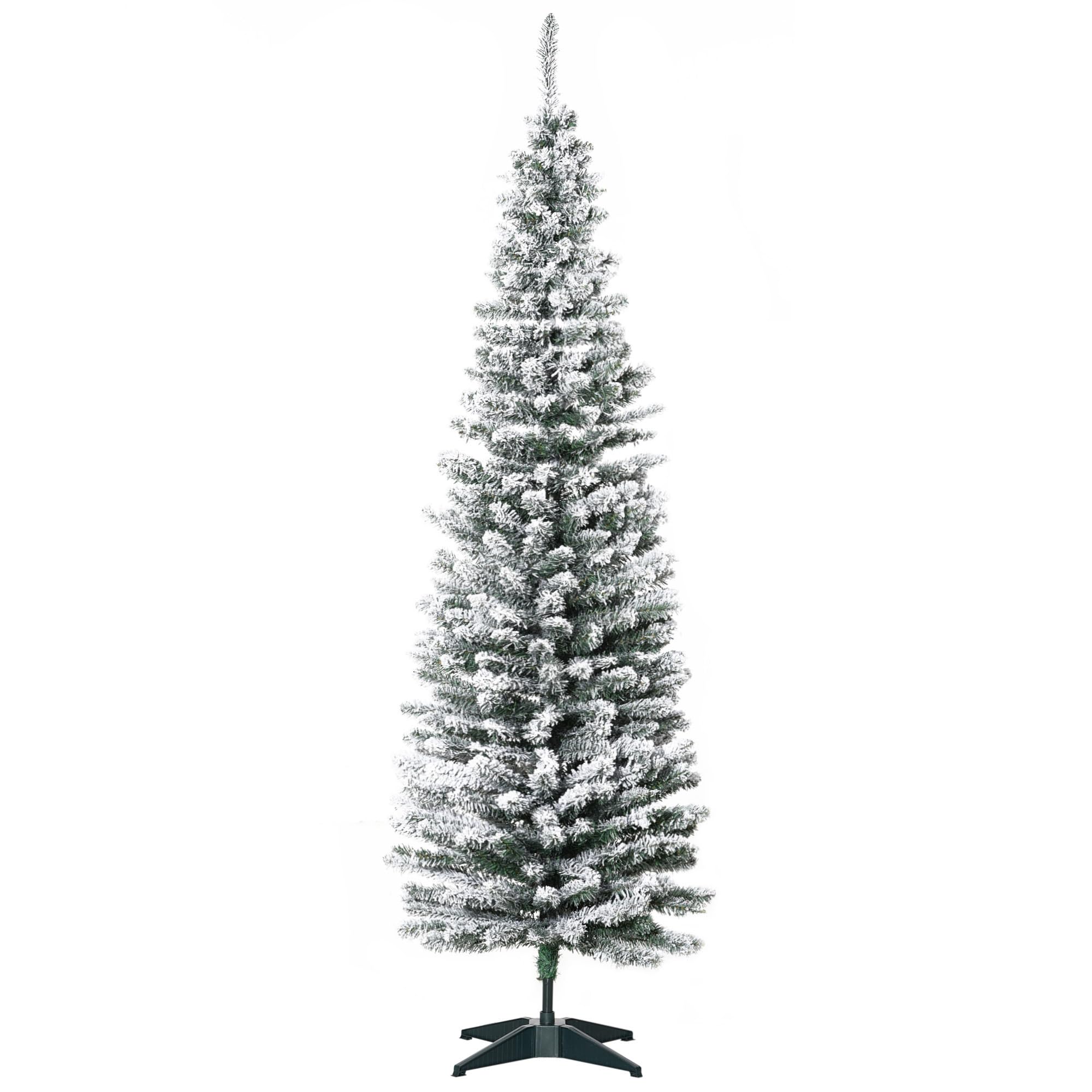 HOMCOM Künstlicher Weihnachtsbaum 180 cm mit Kunstschnee, 390 Spitzen | Tannenbaum Künstlich, Christbaum Weihnachtsdeko, Inkl. Metallständer, für Drinnen