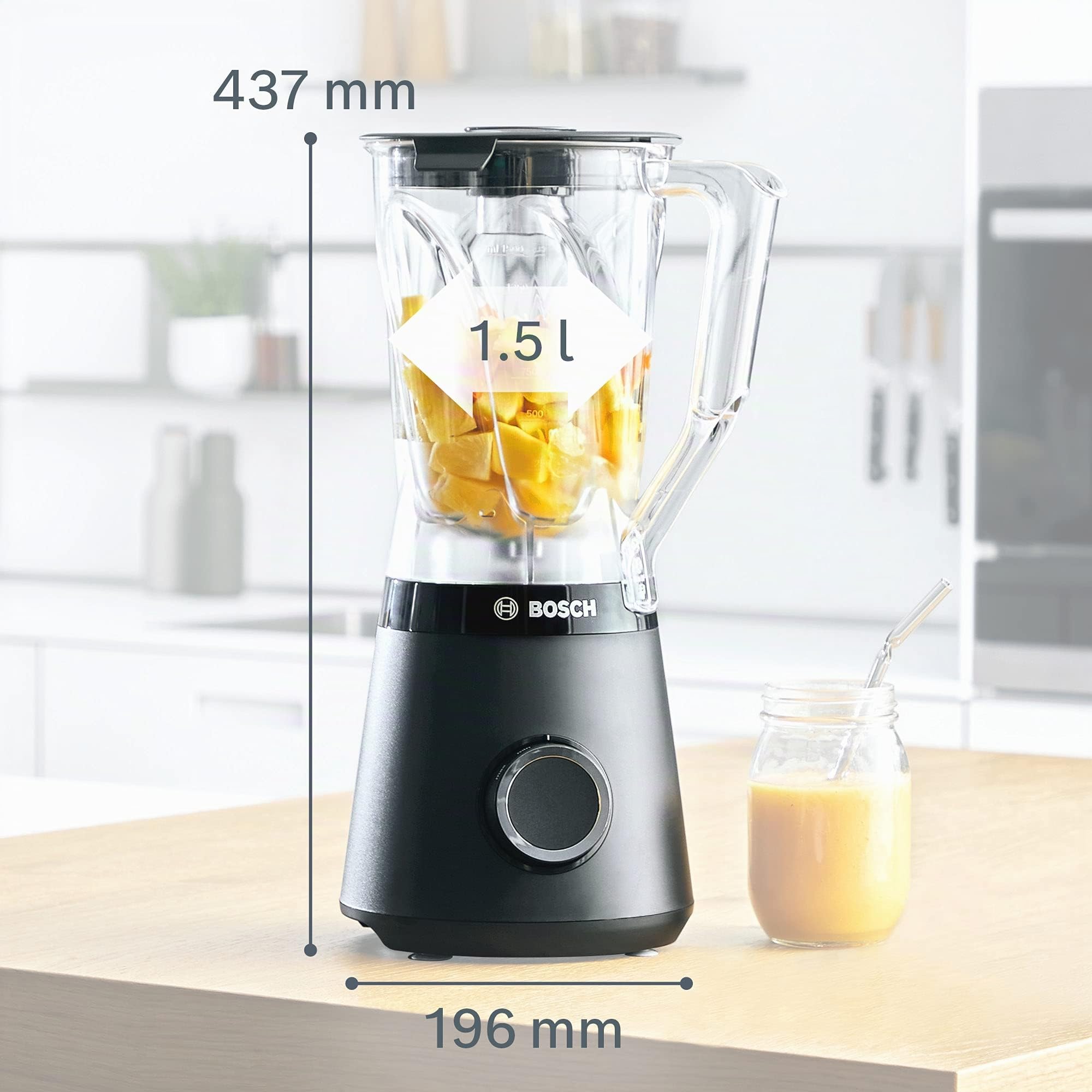 Bosch - Batidora de vaso, VitaPower, Serie 4, 1200W, Jarra Tritán, Botella ToGo, Negro, MMB6141B