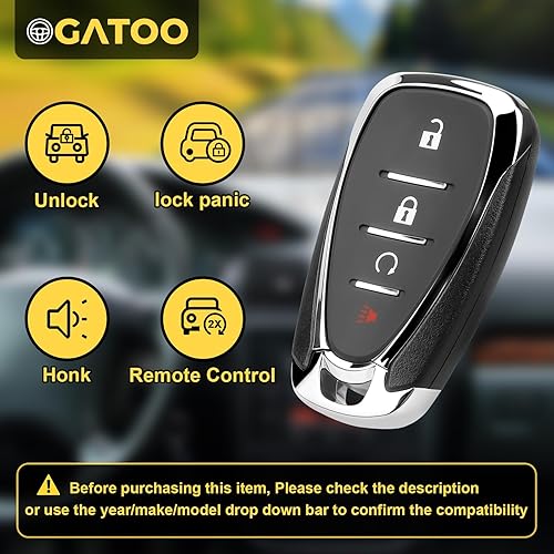 Miniatura 2 de Llavero de proximidad inteligente sin llave control remoto HYQ4AA apto para Chevy Equinox Traverse Bolt Sonic 2017 2018 2019 2020, 315Mhz 4-Btn 46