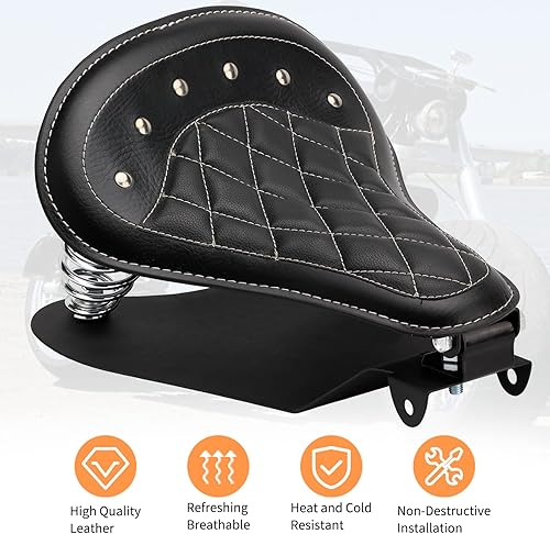 Miniatura 5 de VG MOTO Motorcycle Drive Seat Bobber Solo Seat with Spring Base Mounting Bracket Kit Replacement for Harley Davidson Sportster XL 883 1200