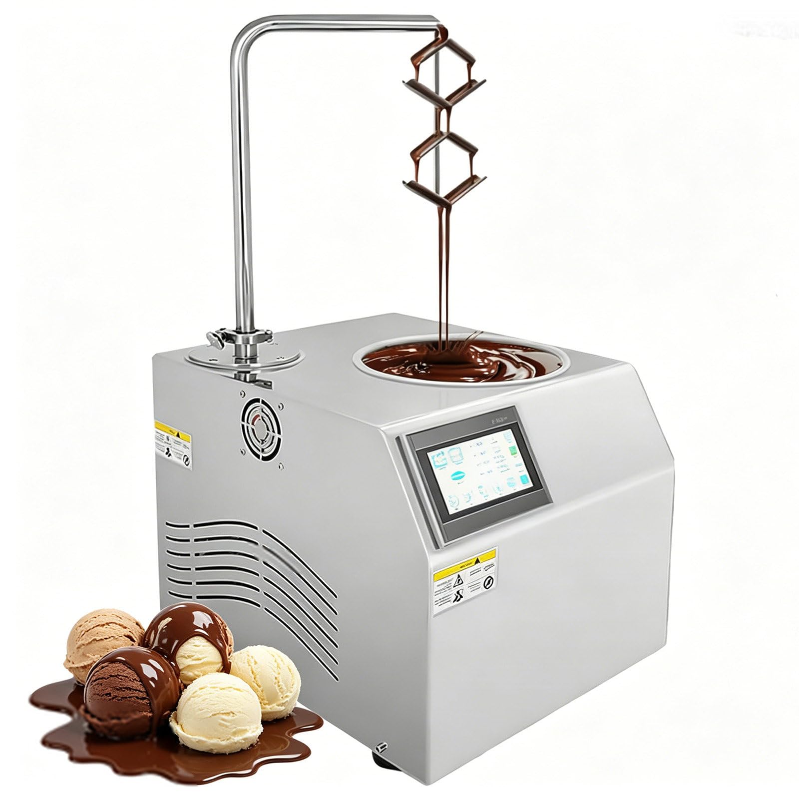 SOTIKARERY 5.5L Commercial Chocolate Tempering & Fountain Machine with Dual-Zone Temperature, 201 Stainless Steel, Easy Clean, for Chocolate Fountains, Baking
