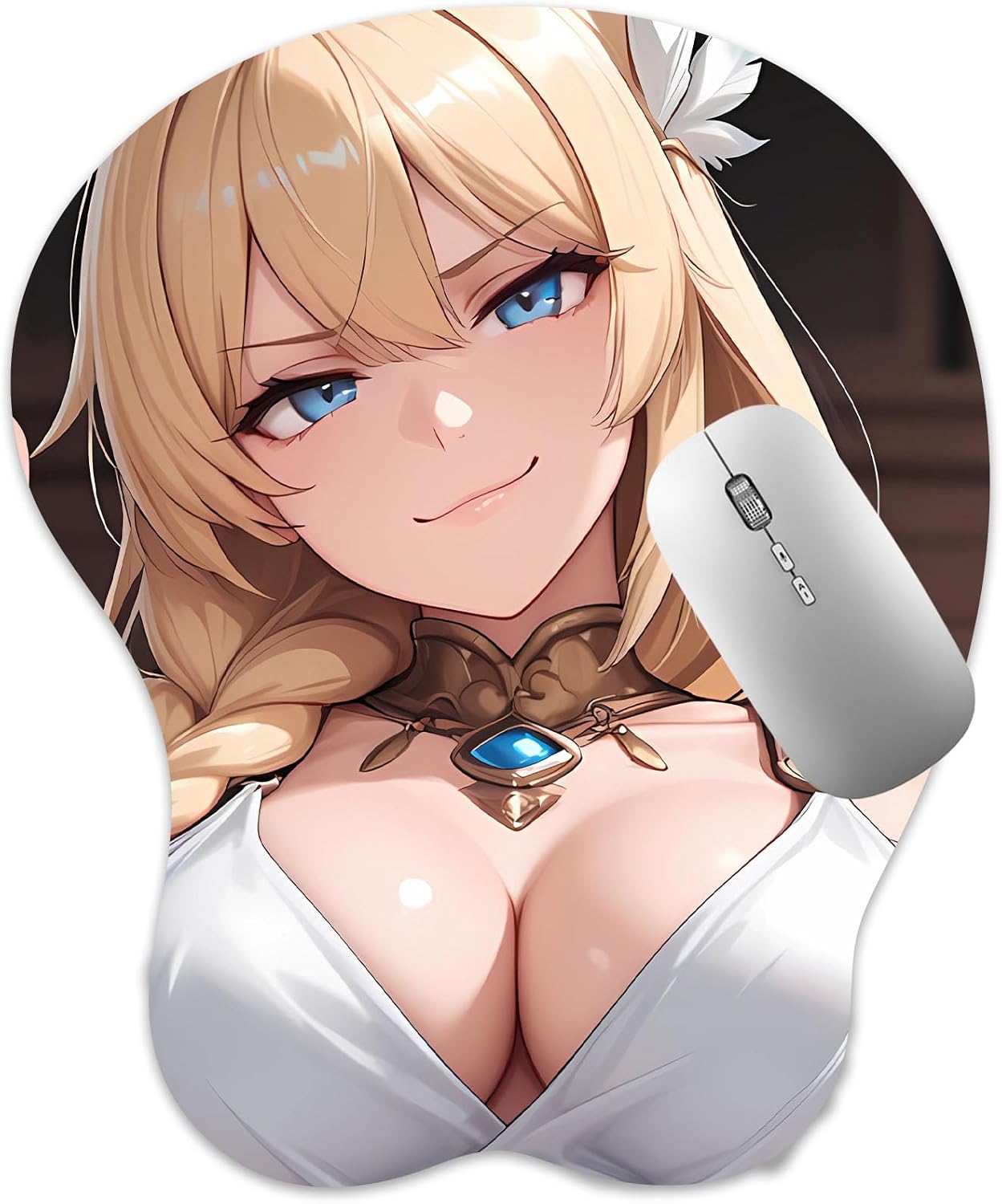 3D Mouse Pad, Oppai Mousepad with Soft Gel Wrist Rest Anime Manga Gaming Boob pad Anti-Slip Mouse Mat, Sophitia