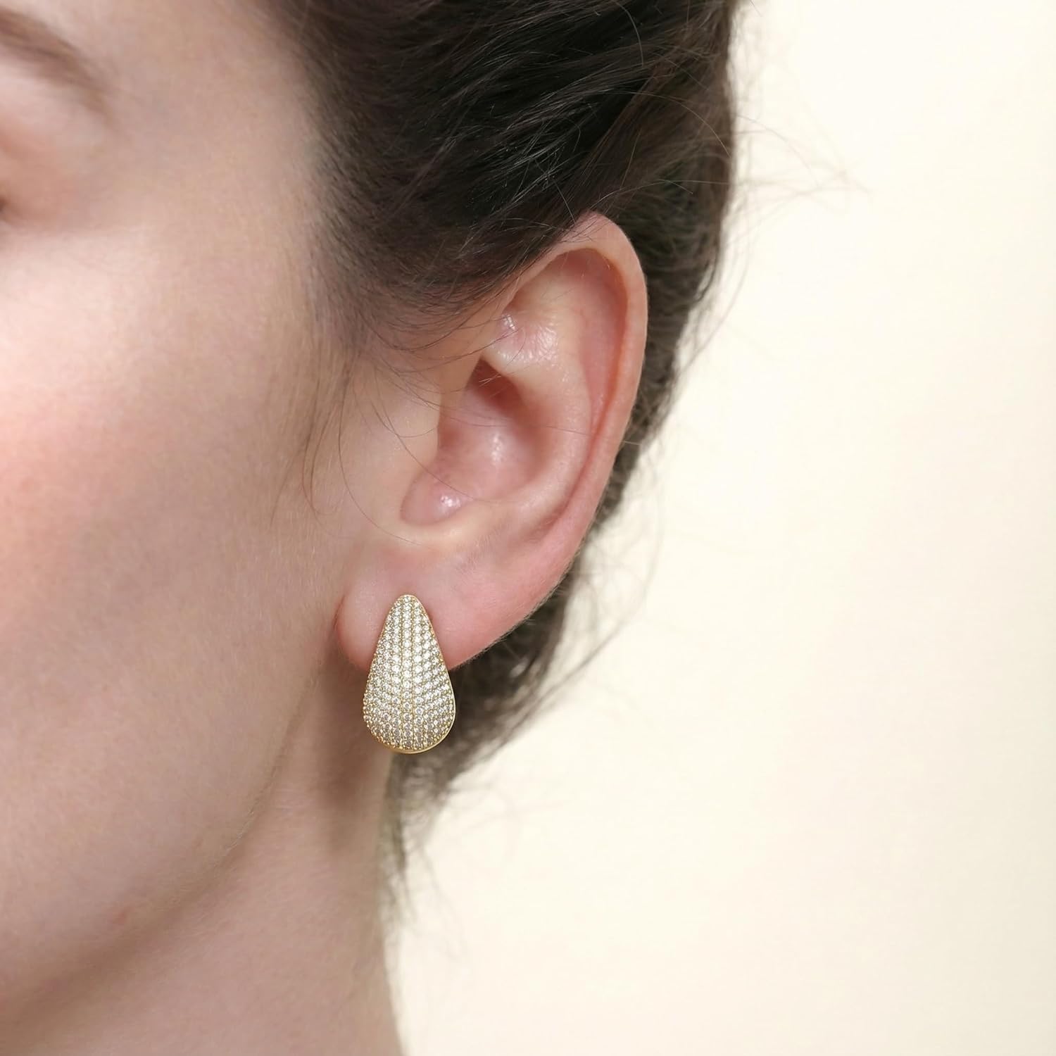 Cubic Zirconia Teardrop Earrings for Women, 14K Gold Plated with S925 Silver Posts, Hypoallergenic Dangle Jewelry for Bride, Bridesmaid, or Gift - Image 2