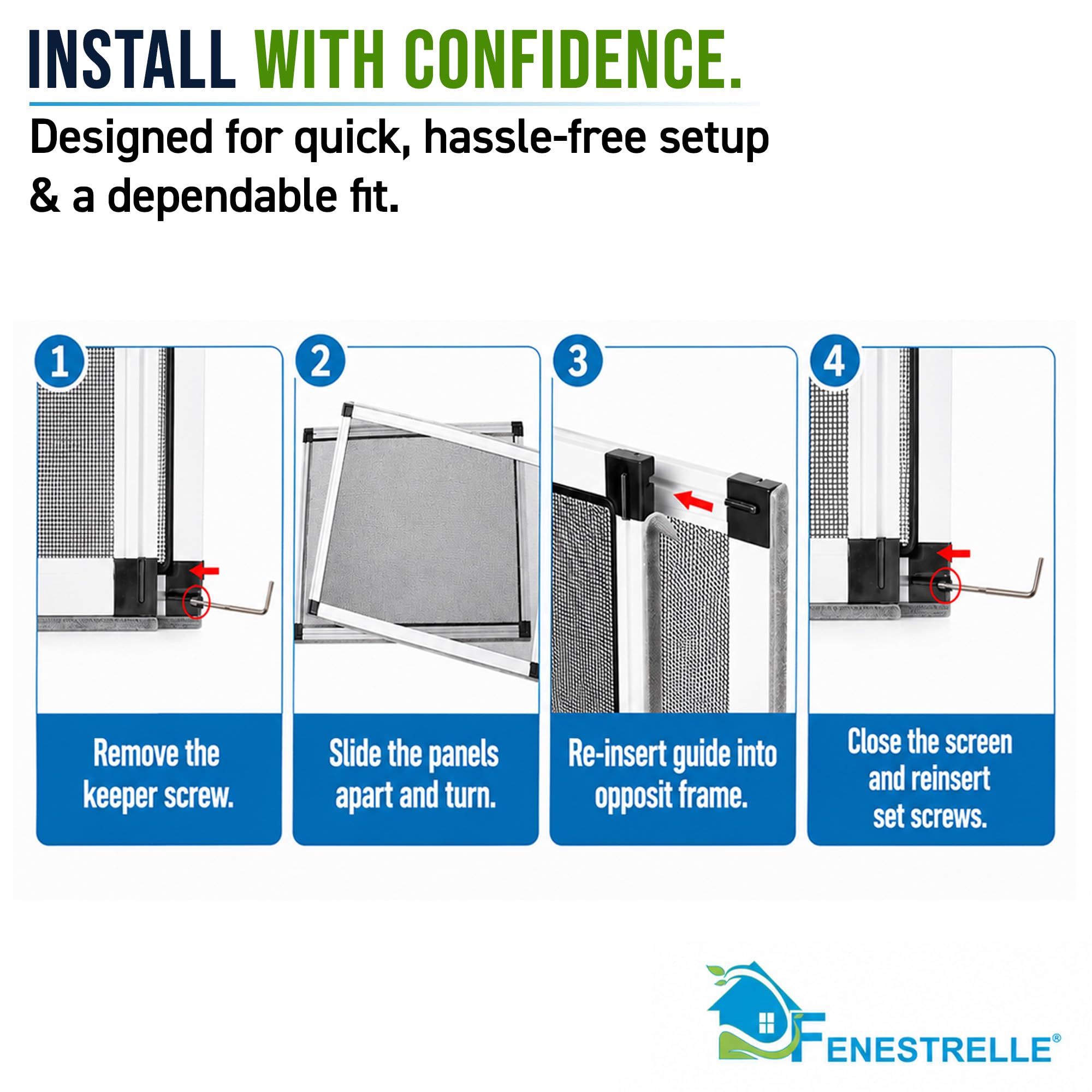 Fenestrelle Pantalla expansible para Ventana, Ajustable en 2 direcciones, Horizontal (20 Pulgadas de Alto x 28 a 54 Pulgadas de Ancho) o se Convierte en Vertical (28 Pulgadas de Alto x 20 a 38