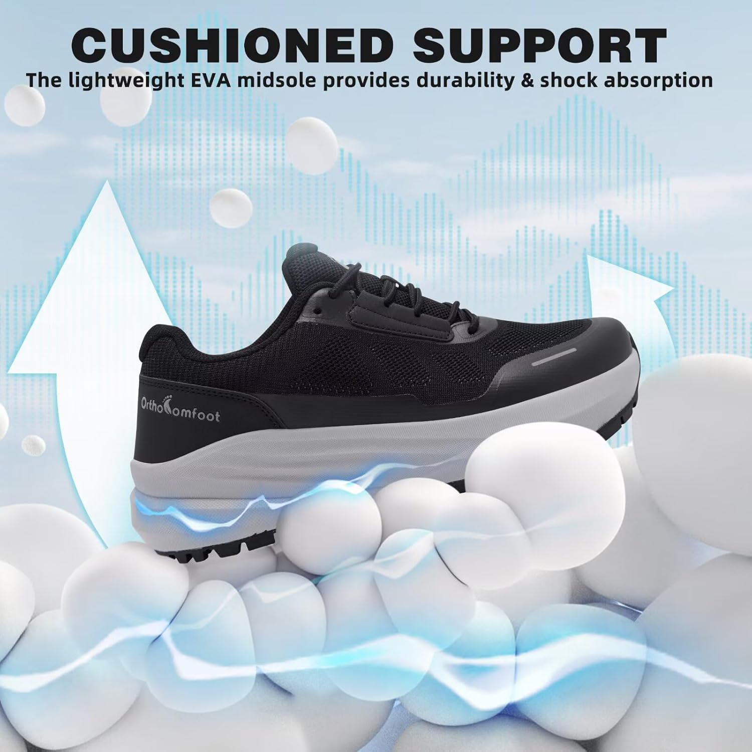 OrthoComfoot Men's Orthopedic Plantar Fasciitis Wide Shoes: Comfortable High Arch Support Trail Running Sneakers for Walking & Hiking, Orthotic Tennis Casual Relief for Flat Feet, Feet Pain - Image 8