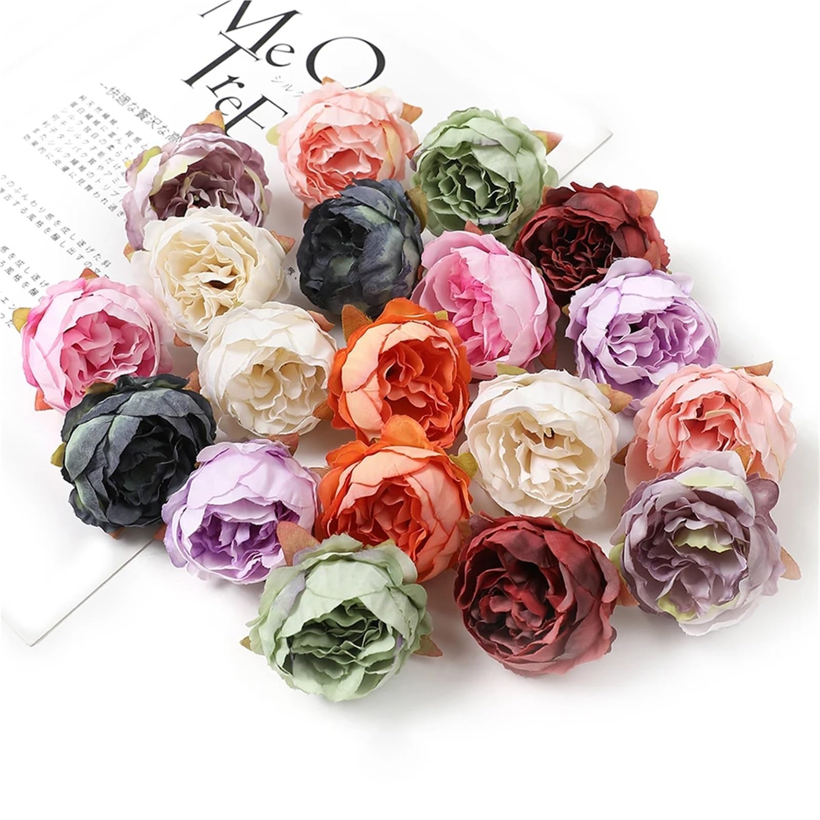 20 stücke Seide Pfingstrose Künstliche Blumen Gefälschte Blume for Home Zimmer Dekor Hochzeit Dekoration Schlafzimmer DIY Braut Kranz Zubehör Für DIY(Red)
