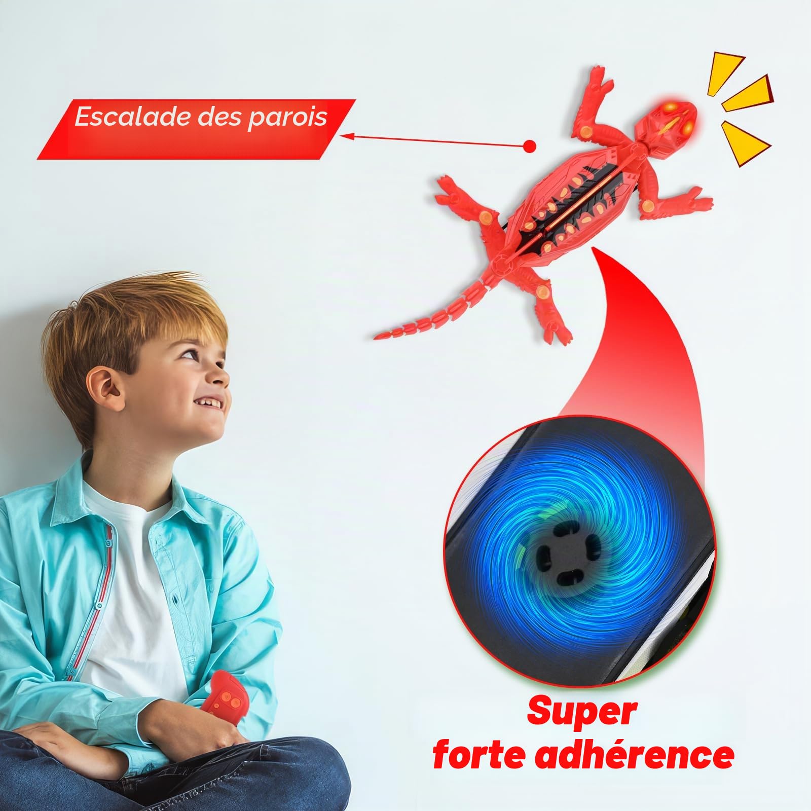 Euakee Lézard Robot Télécommandé Rechargeable, Caméléon Grimpeur avec Yeux LED, Cadeau pour Enfants 3 à 12 Ans (B)