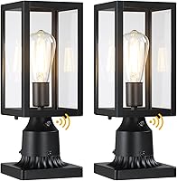 MYHXQ Dusk to Dawn Outdoor Post Lights 2-Pack with Pier Mount Base - Waterproof Modern Lamp Post Fixtures for Garden Patio Pathway