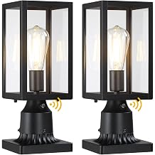 Dusk to Dawn Outdoor Post Lights with Pier Mount Base, 2-Pack Modern Lamp Post Light Fixture Waterproof Pole Lights Outdoor Column Lights Exterior Post Lantern with Clear Glass for Garden Patio