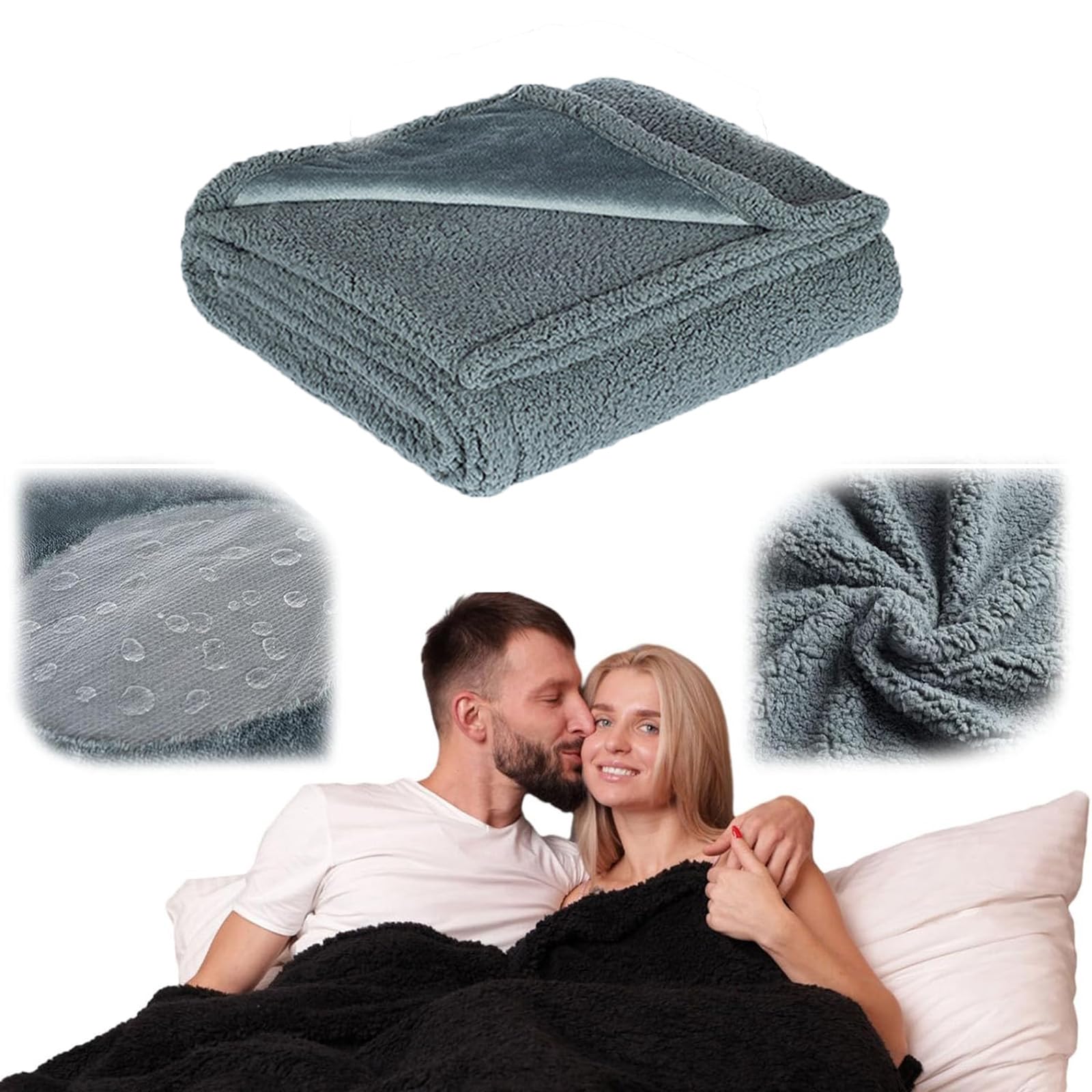 MJMLUCK Love Blanket Waterproof, Flannel Cotton and Sherpa, Multifunctional Dog Blanket Protects Sofa Mattress and Furniture (Gray M(40 * 57 in))