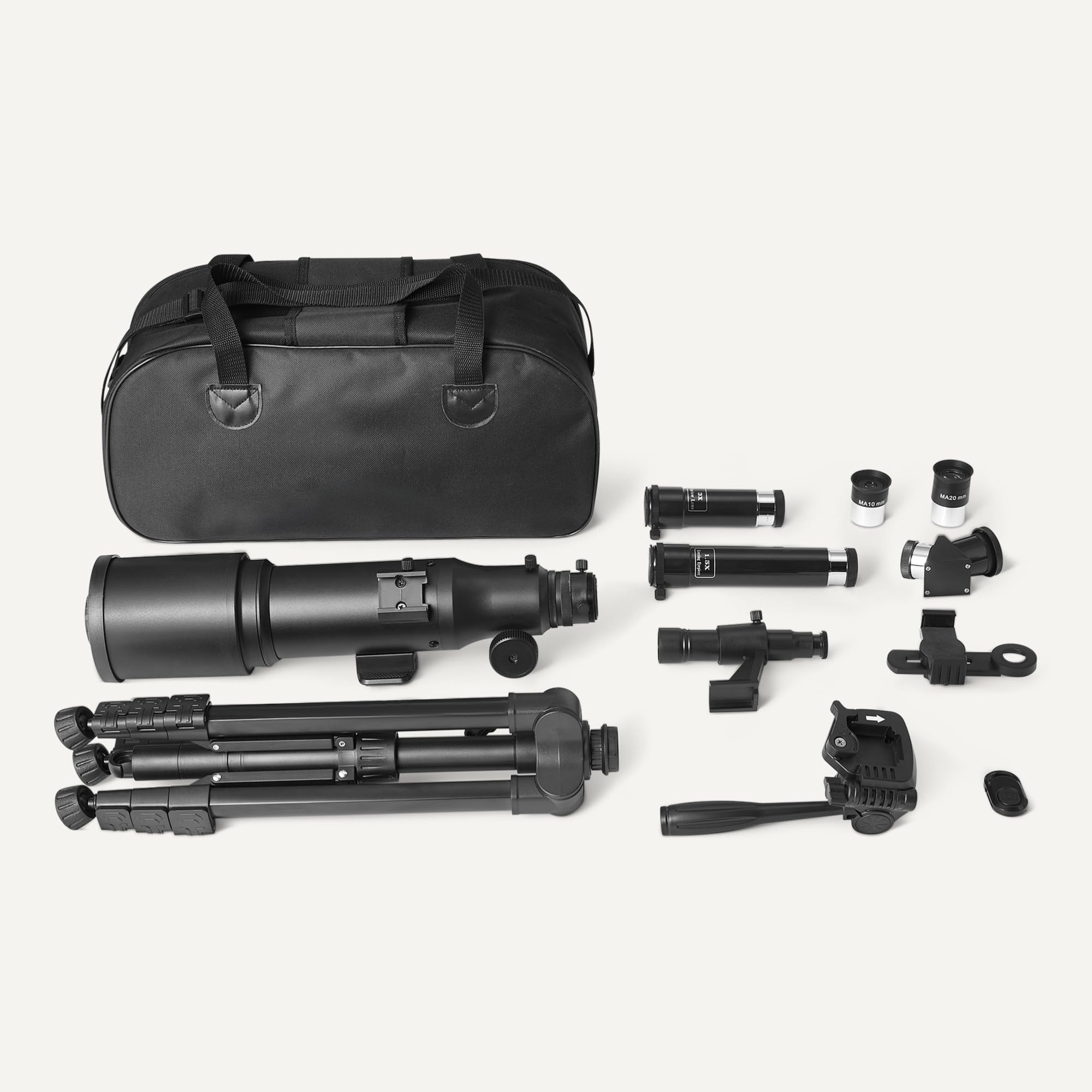 Amazon Basics Télescope, Ouverture 70 mm, Montage AZ 400 mm, Portable avec Trépied, Support de Téléphone, Sac, Noir