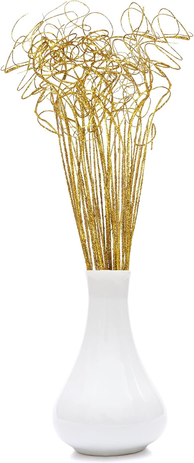 WILLBOND 30 Pieces Curly Ting Branches Ting Glitter Branches Vase Filler Floral Crafts Home Decoration for Home Office Party Hotel Restaurant Patio or Yard Decor(Gold)