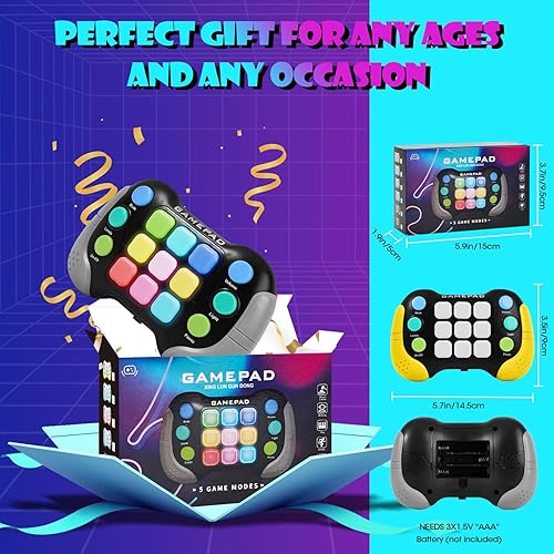 Miniatura 7 de Juego de juguetes para ansiedad de empuje rápido, juego de mano iluminado para niños, adolescentes y adultos, juego de luces flash y memoria,