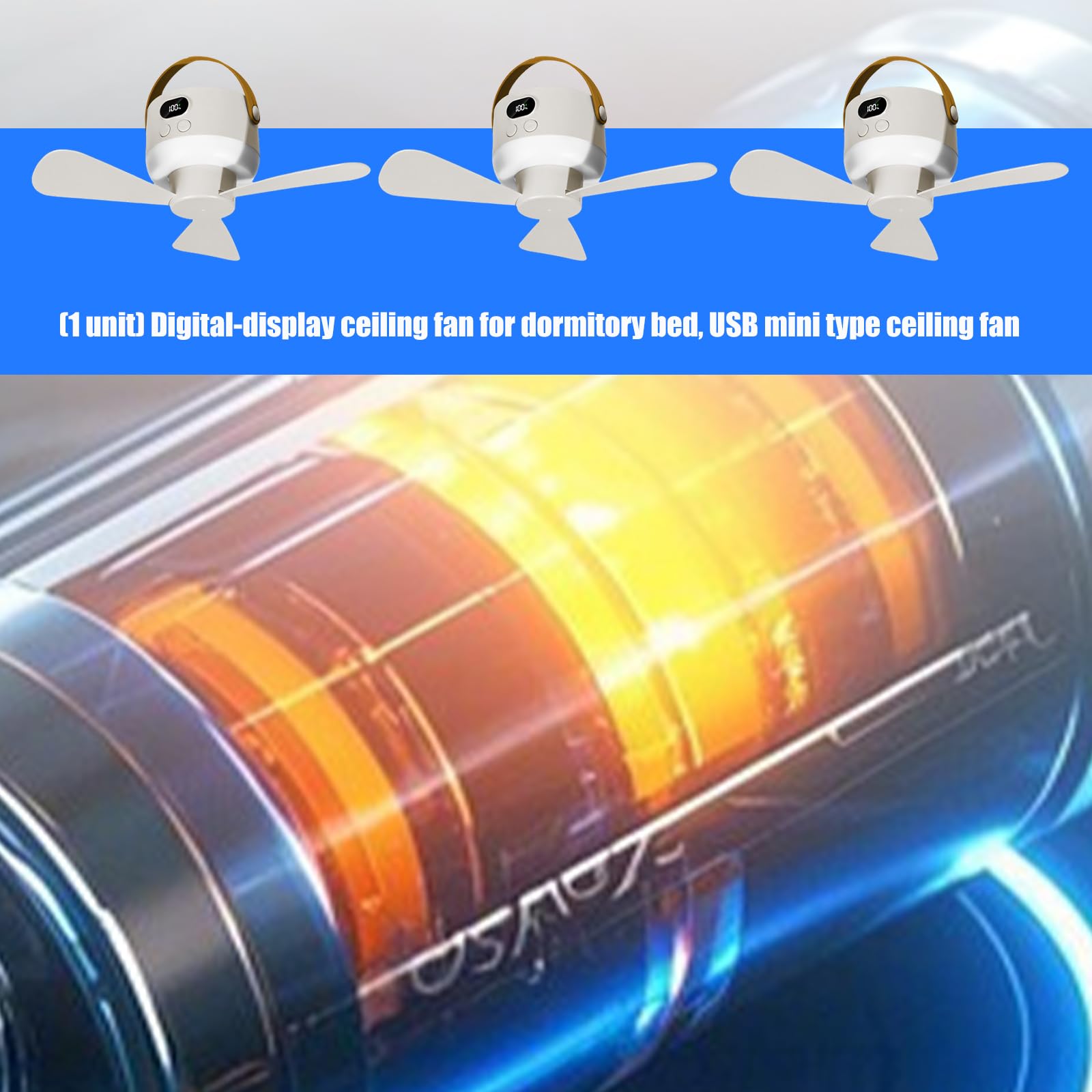 Ventilatore USB compatto con batteria funzionamento silenzioso portatile per campeggio all'aperto alimentato USB per camera da letto studio dormitorio