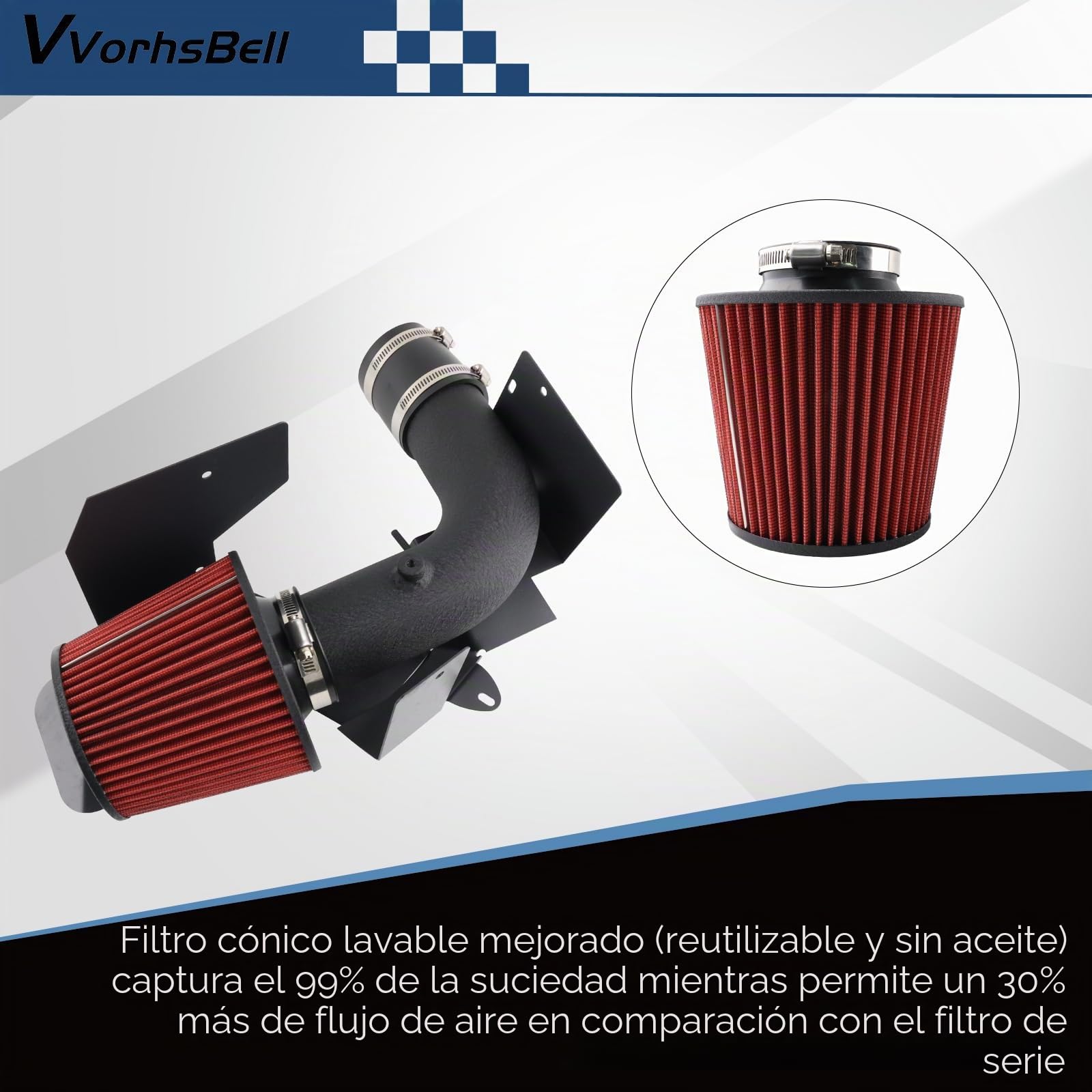 Kit de admisión de aire frío compatible con VW Golf MK5 1.9 TDI y 2.0L TSI (04-14) Jetta Passat (05-14), sistema de admisión de aluminio de alto rendimiento con escudo térmico y filtro