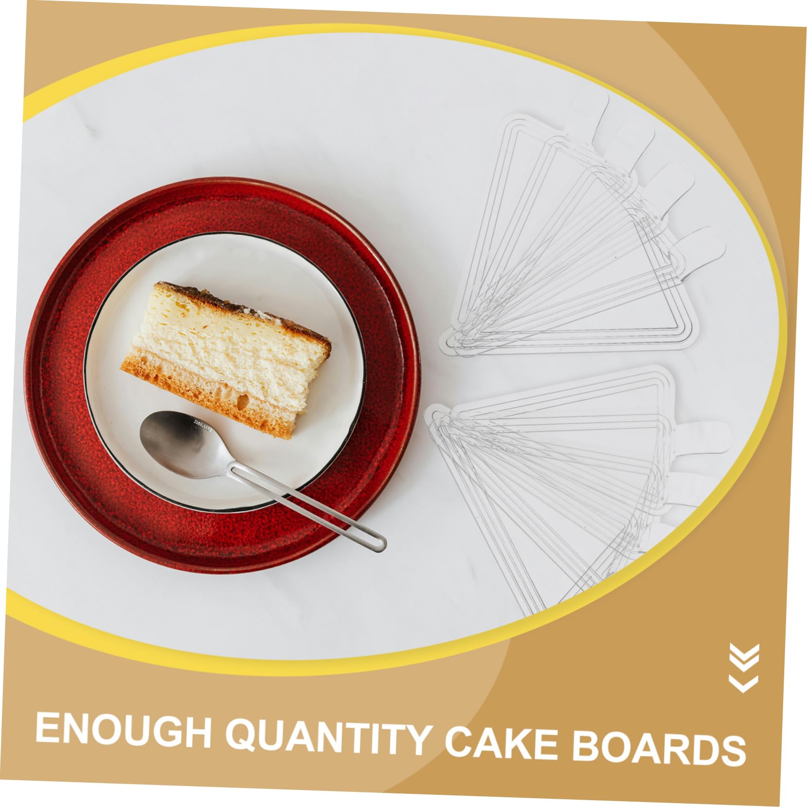 Cabilock 100pcs Reusable Thickened Plastic Cake Base Boards with Handle for Weddings Birthdays Bakeries Desserts Display Transparent Mousse Holders for Various Occasions