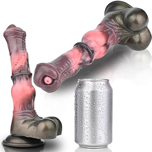 Knot Horse Dildo 9.8 Inch Soft Colorful Silicone Fantasy Dildo Suction Cup XL g Spot Thick Realistic Animal Fake Penis Dildos Large Anal Play Butt Plug Women Couple Gay Adult Sex Toys & Games (A-159) - A-159