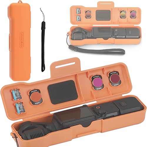 Funda protectora para DJI Osmo Pocket 3, cubierta de caja de almacenamiento portátil con tarjetas SDCPLND Filtros ranuras de almacenamiento para DJI