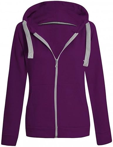 Womens Plain Hoodie Plus Sizes Hooded Zip Zipper Sweatshirts Jackets Coat 8 22 16 Purple Amazon Co Uk Clothing