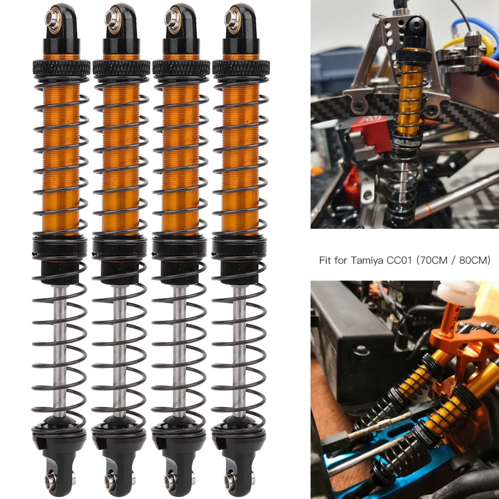 Amortisseurs suspension RC Compatible avec Tamiya 1/14 RC voiture mise à niveau Modification accessoires de rechange pièces amortisseurs en métal(Red