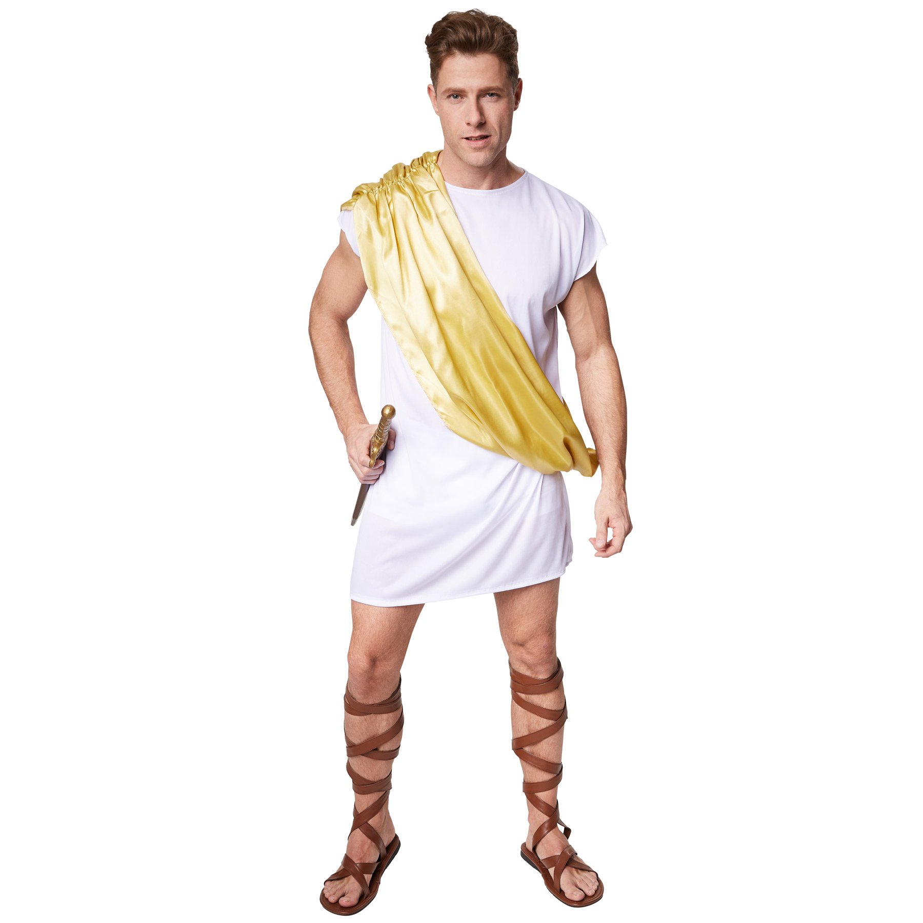 dressforfun Costume da uomo - Legionario Ottavio | Comoda tunica bianca | Fascia giallo-oro da indossare di traverso (M | no. 300343)