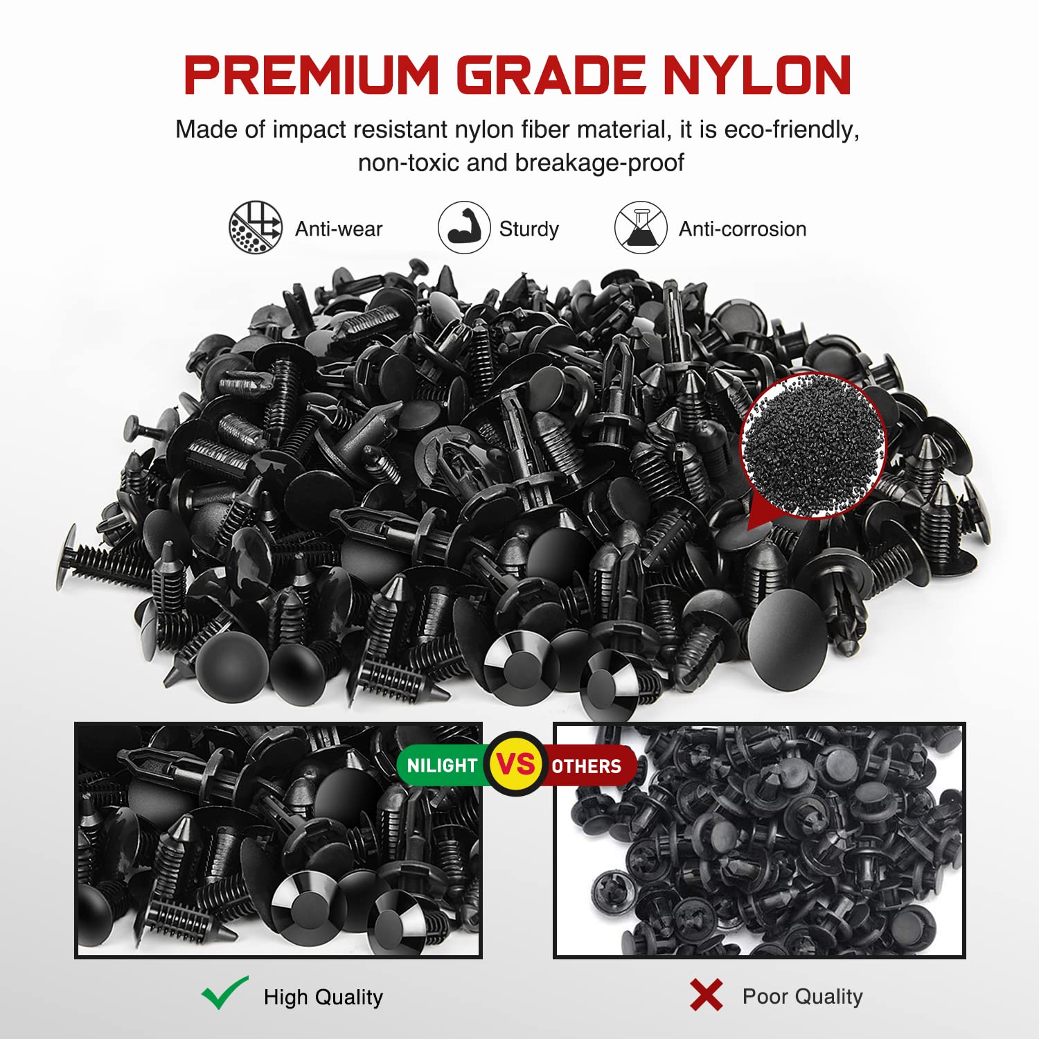 Nilight 700Pcs Car Push Retainer Clips & Auto Fasteners Assortment -30 Most Popular Sizes Nylon Bumper Fender Rivets with 10 Cable Ties and Remover for Toyota GM Ford Toyota Honda Chrysler
