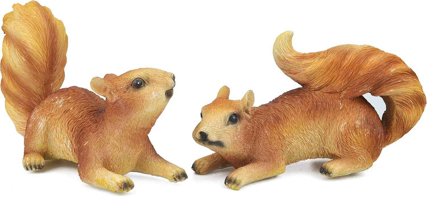 2pcs Squirrel Hanging Statues for Garden Decoration, Outdoor Hanging Tree Décor with Screws and Hooks, for Tree Trunk, Garden, Yard, Patio- 7.9 Inch (2 Squirrels)