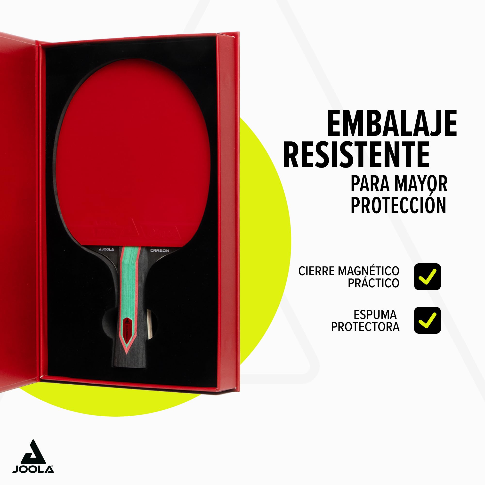 JOOLA Raqueta de tenis de mesa Red Carbon Control – Raqueta de tenis de mesa con revestimiento Vizon y caja magnética