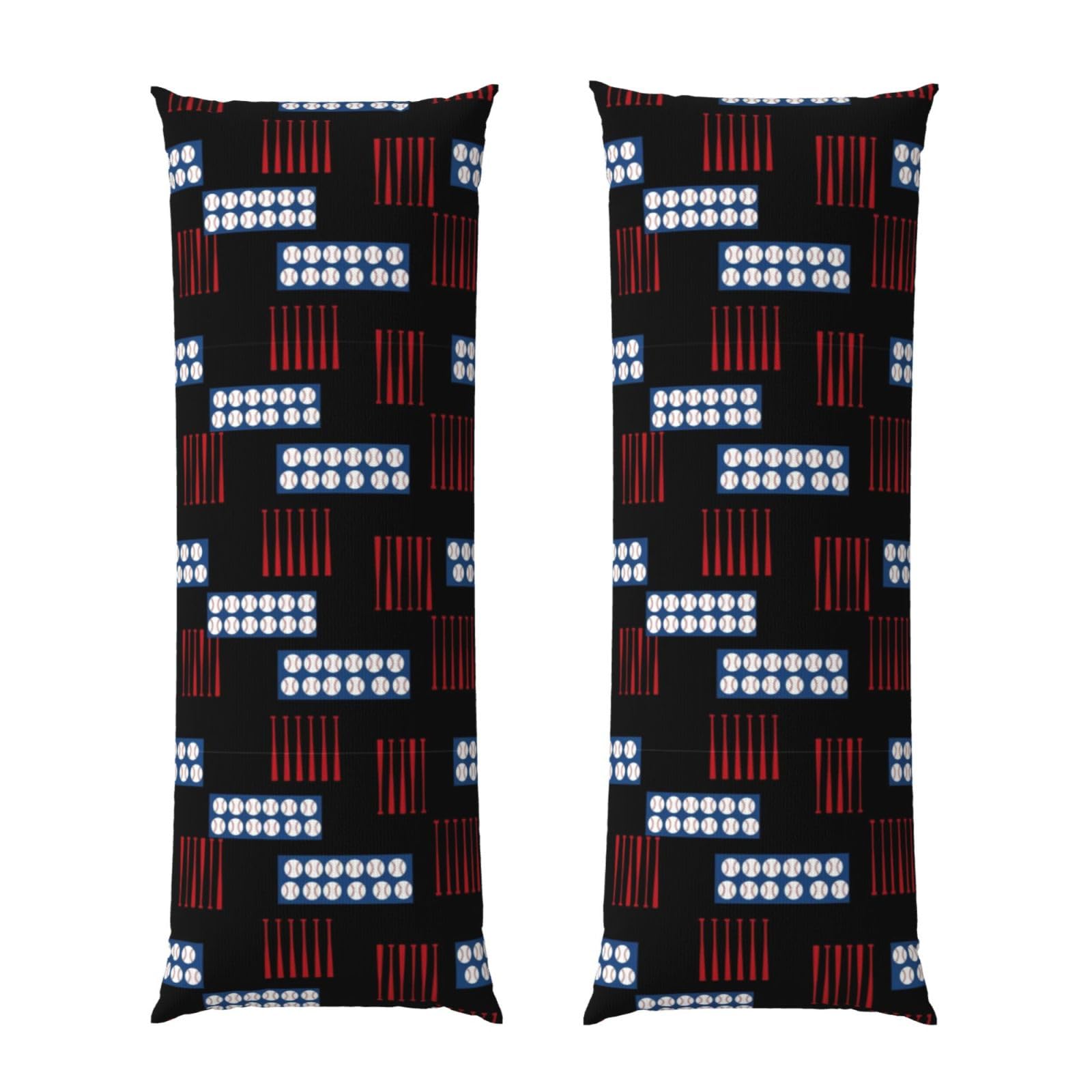 Body Pillow Cover 20x54, Baseball Bats Balls Black American Flag, Soft Microfiber Long Pillowcase with Zipper Closure, Breathable Protector for Bedroom Sofa Couch Sleeping