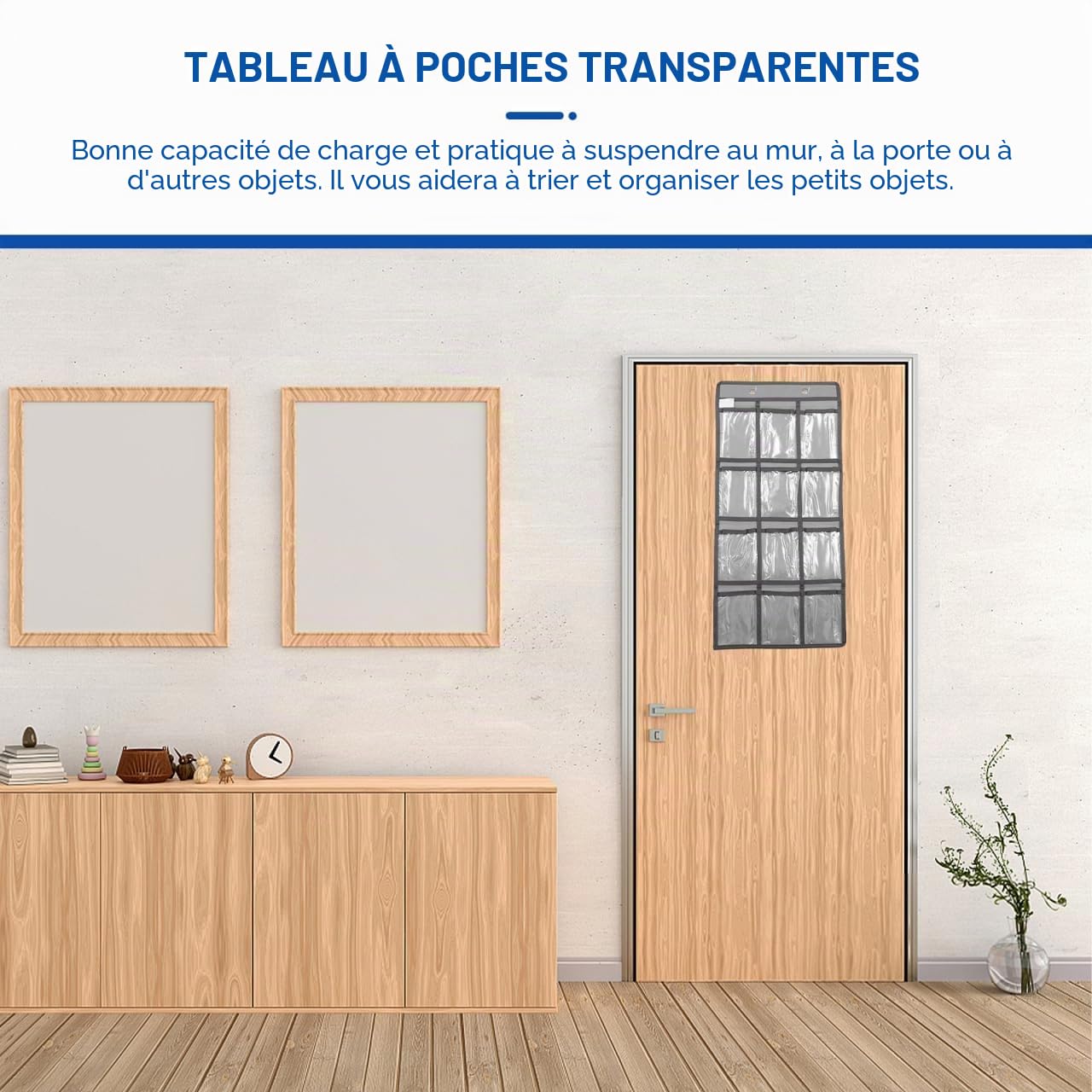 Hemobllo Organisateur Rangement Mural Transparent Pochette Rangement Mural École 12 Poches 65.50 X 31.00 X 0.50 Cm Pour Téléphones Mobiles Calculatrices Bijoux Accessoires Chambre Et Bureau