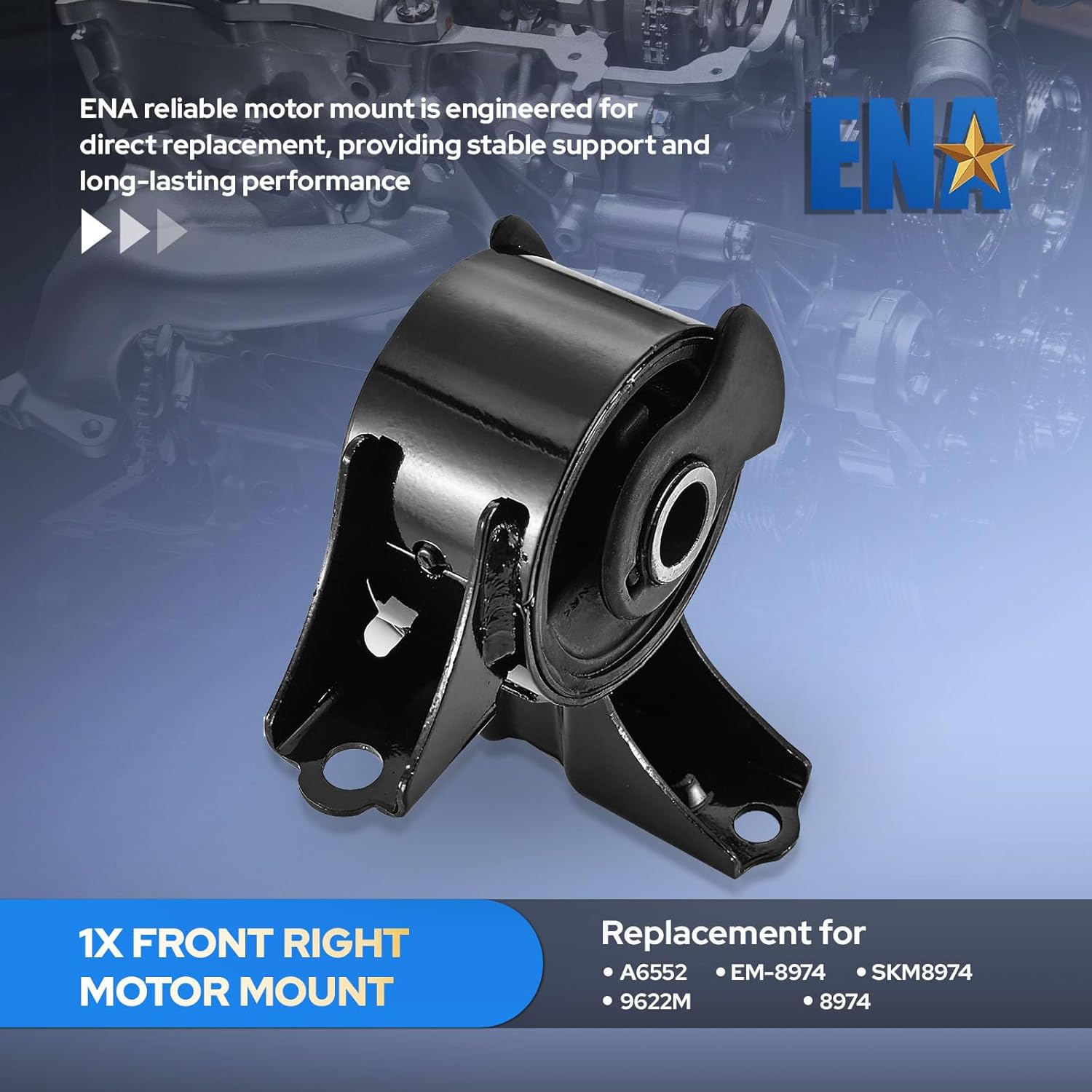 ENA Front Right Engine Motor Mount Compatible with Honda Accord 1998-2002 V6 3.0L, Odyssey 1999-2004 V6 3.5L, Acura CL 2001-2003 V6 3.2L, TL 1999-2003 V6 3.2L Replacement for A6552 EM8974 50820S0KA81