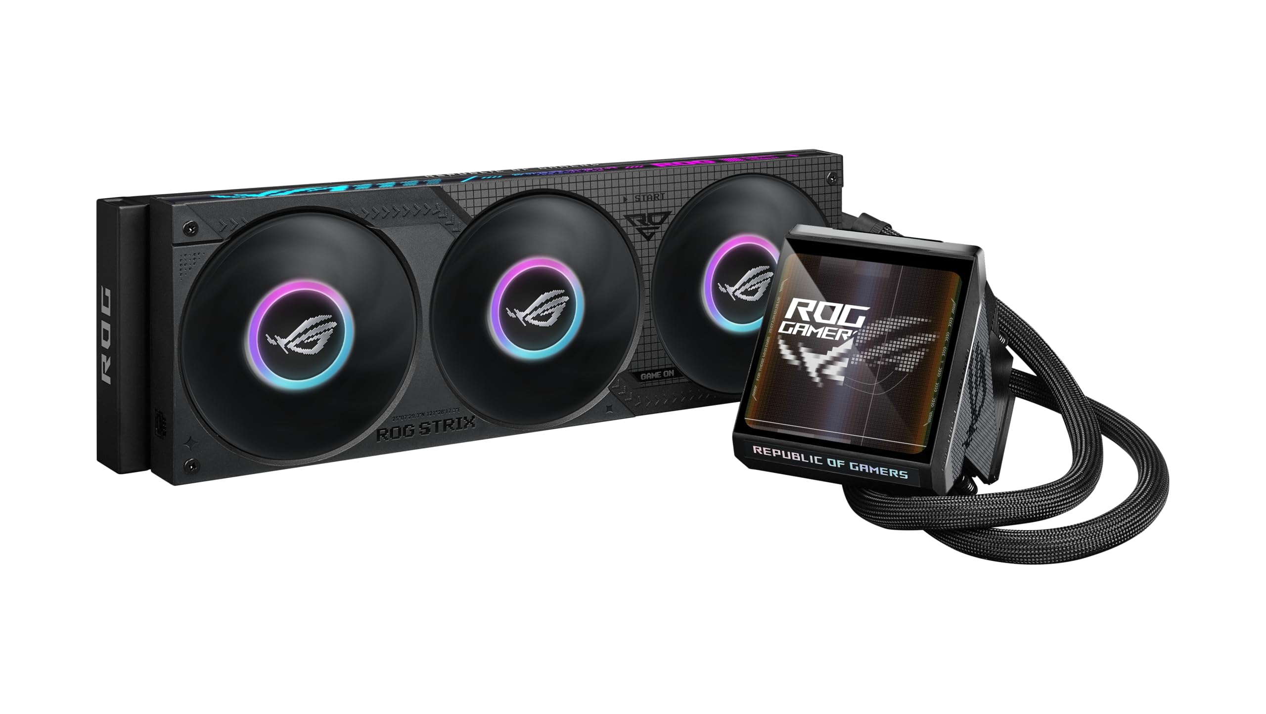 ASUS ROG Strix LC IV 360 ARGB LCD CPU Liquid Heatsink, Q-Connector for Easy Installation, Powerful Pump, 5.8" IPS LCD Screen, Three ROG ARGB Fans, Aura Edge, Black