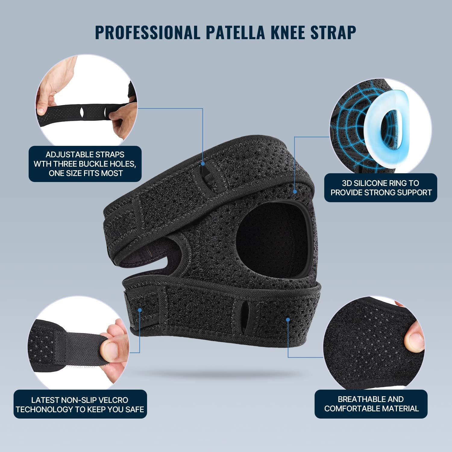 AILISK Orthoback Patellex - Kniebandage für maximale Stabilität und Bewegungsfreiheit bei Arthritis und Schwellungen(2 Stück Schwarz,L)