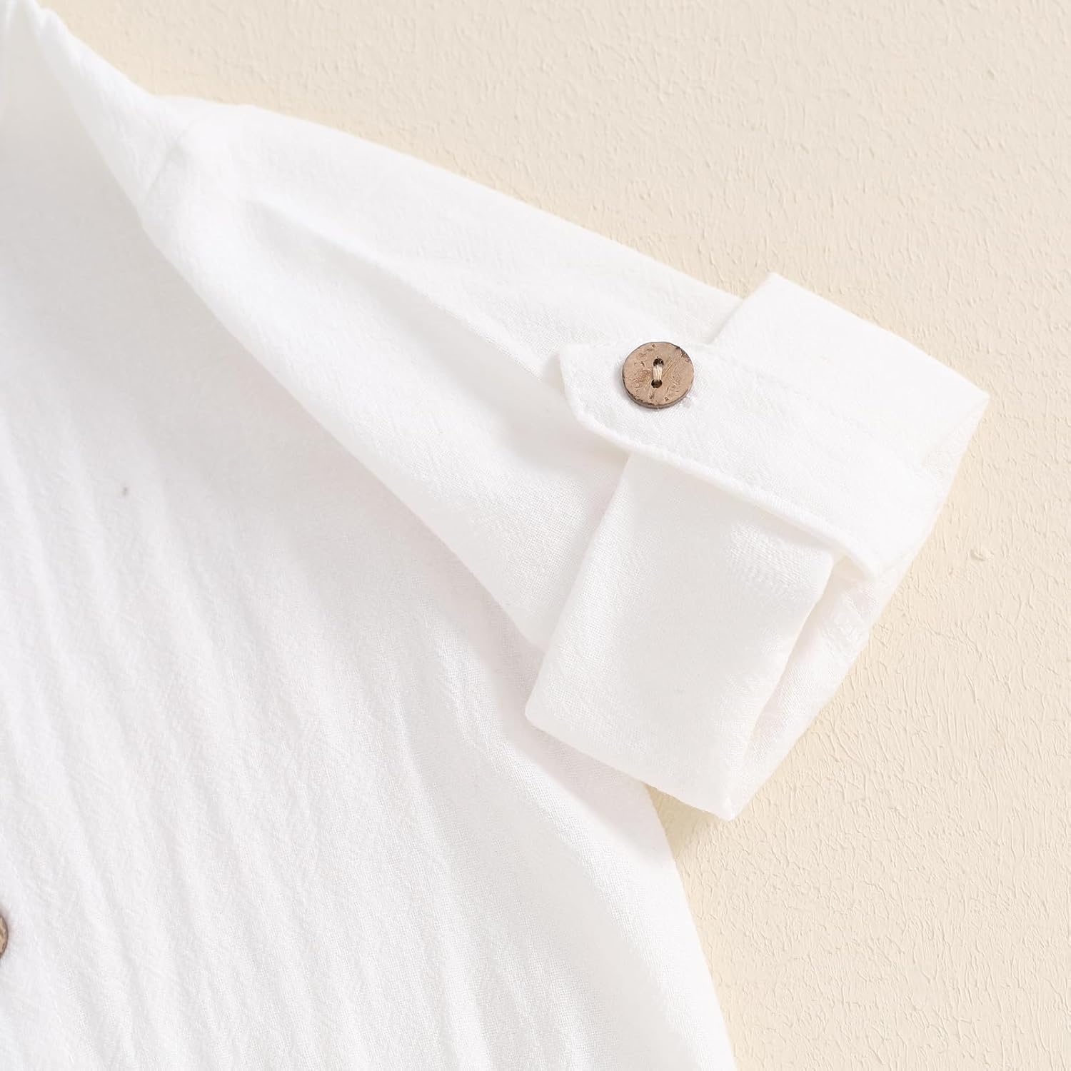 Karuedoo Newborn Baby Boy Clothes Cotton Linen Shirt Bodysuit Button Up Roll Up Long Sleeve Romper Jumpsuit One-Piece Outfit - Image 6