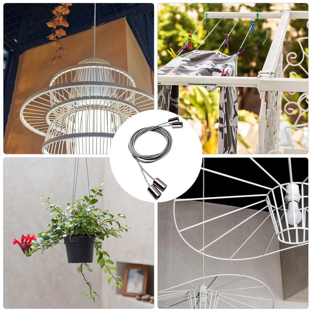 Kit Cavi Sospensione Acciaio 1.5mm - 8 Pezzi Con Viti | Cavetto Regolabile Per Lampadari, Pannelli LED E Soffitti