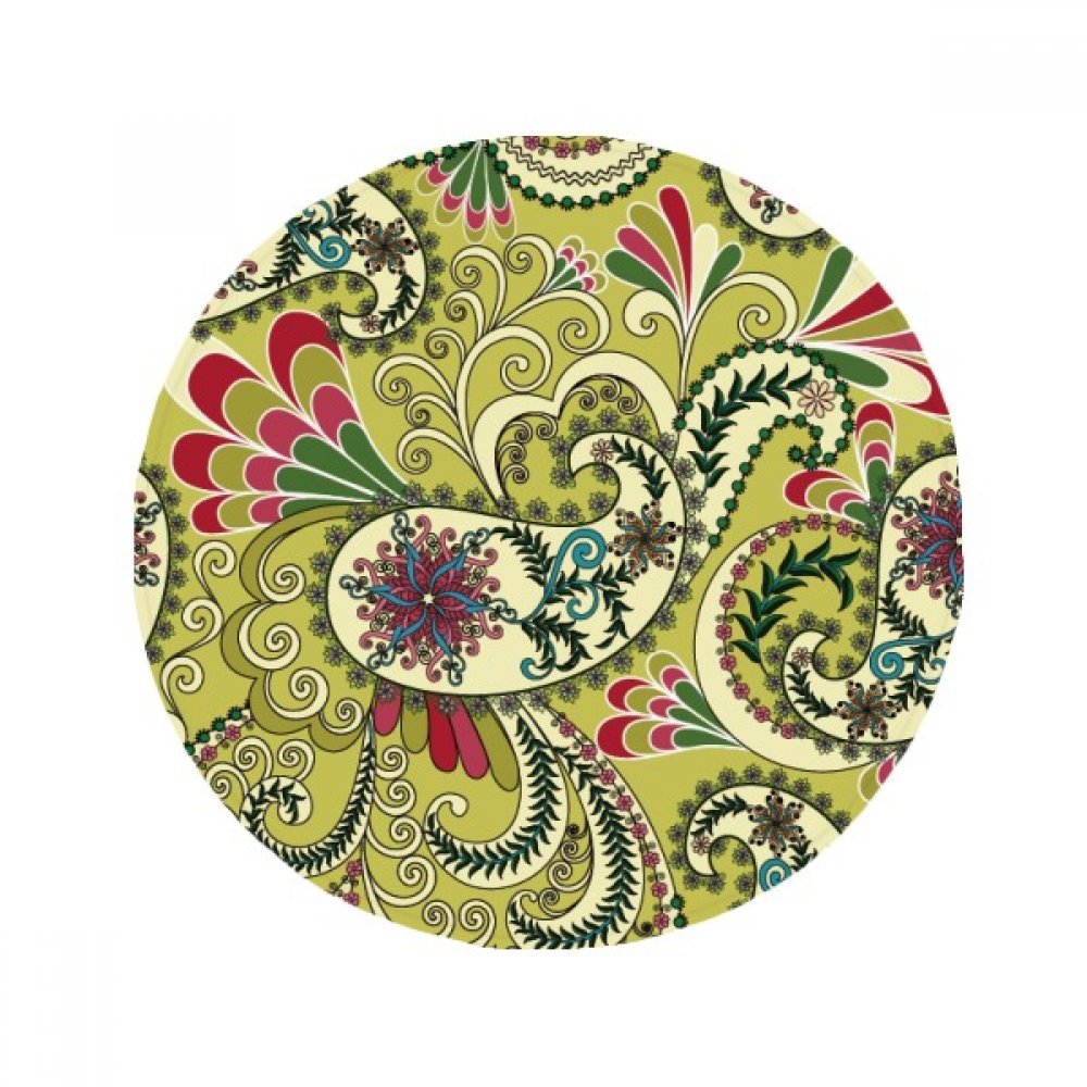 Tapis de sol rond fleur de paon antidérapant salon cuisine entrée multicolore 80 cm