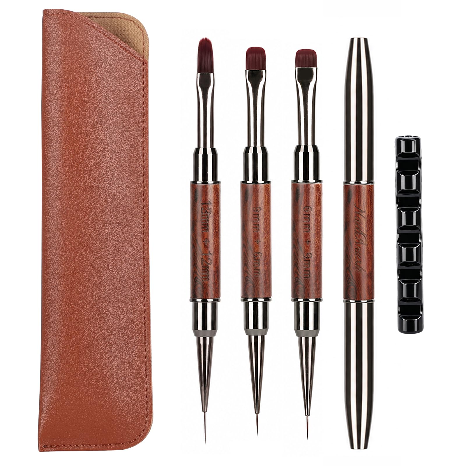 5PCS Dual-End Builder Gel Brush Set, French Tip Brush Hard Gel for Nails