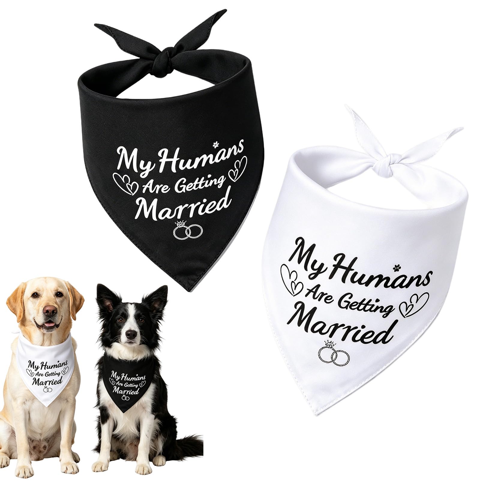 2 Pcs Dog Bandana My Humans Are Getting Married Engagement Gifts for Dog Lovers Soft Triangle Pet Scarf Dog Wedding Outfit Wedding Gifts for DogLovers Wedding Photo Prop Engagement Bridal Hen Party
