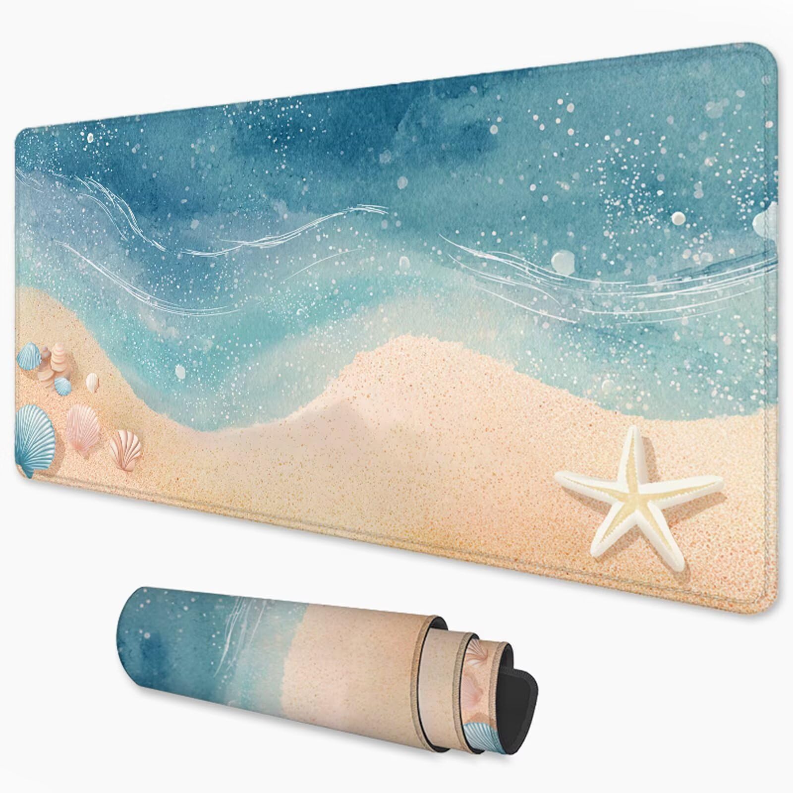 Plażowa podkładka pod mysz do gier, podkładka pod mysz XXL 1200x600 mm AVCE Gładka powierzchnia poprawia precyzję i szybkość, wodoodporna podkładka pod mysz antypoślizgowa do komputera, laptopa, biura