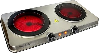 MegaChef Indoor and Outdoor Portable Electric Stove Portable Dual Vitro-Ceramic Infrared Cooktop