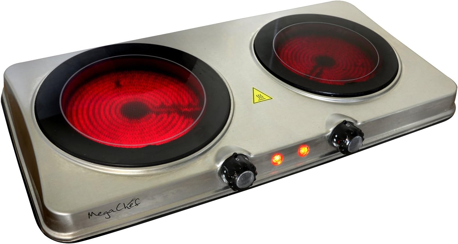 MegaChef Indoor and Outdoor Portable Electric Stove Portable Dual Vitro-Ceramic Infrared Cooktop