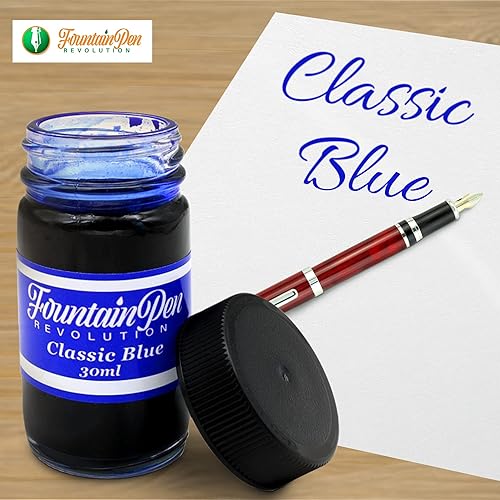 Miniatura 6 de FPR Classic Blue - Tinta para pluma estilográfica, botella de tinta azul saturada de 1.0 fl oz para escritura suave y sin esfuerzo, tinta de
