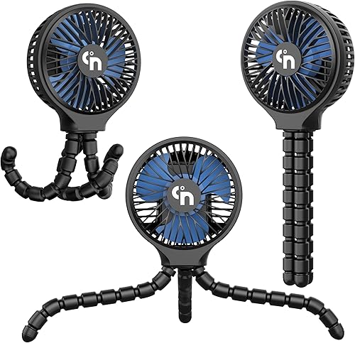 Miniatura 3 de HomeLifairy Ventilador de cochecito con pilas, trípode flexible con clip con 3 velocidades y ventilador portátil personal recargable de mano