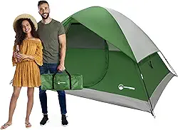 Barraca de acampamento para 4 pessoas com mosca de chuva e bolsa de transporte - Barracas familiares fáceis de abrir para acampamento, praia, caminhadas, mochilão, montanhismo e viagens de acampamento